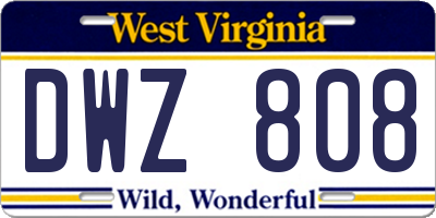 WV license plate DWZ808