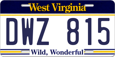 WV license plate DWZ815
