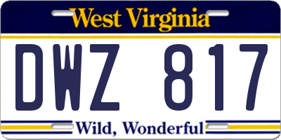 WV license plate DWZ817