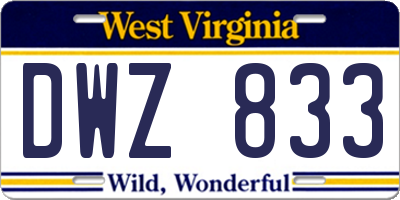 WV license plate DWZ833