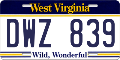 WV license plate DWZ839