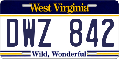 WV license plate DWZ842