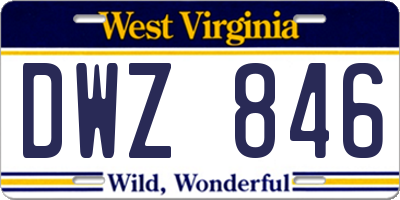 WV license plate DWZ846