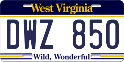 WV license plate DWZ850