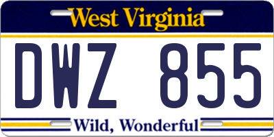 WV license plate DWZ855
