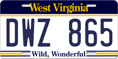 WV license plate DWZ865
