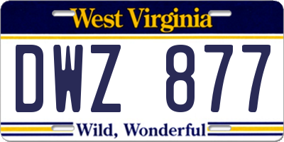 WV license plate DWZ877