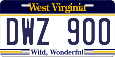 WV license plate DWZ900