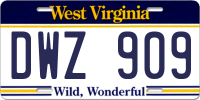 WV license plate DWZ909