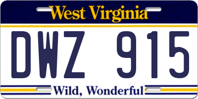 WV license plate DWZ915