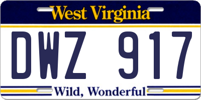 WV license plate DWZ917