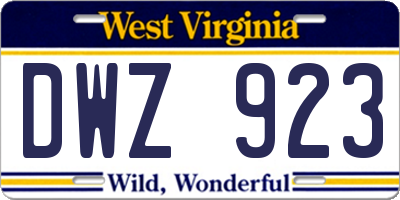 WV license plate DWZ923