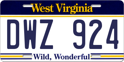 WV license plate DWZ924