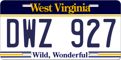 WV license plate DWZ927