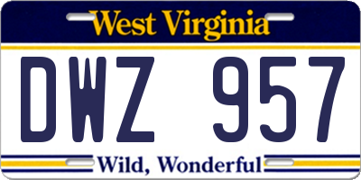 WV license plate DWZ957