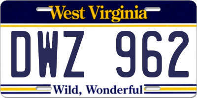 WV license plate DWZ962