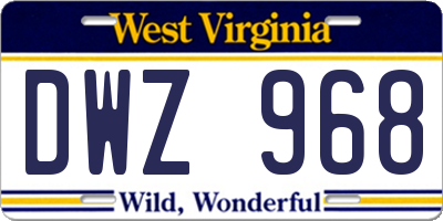 WV license plate DWZ968