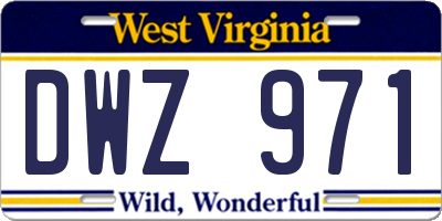 WV license plate DWZ971