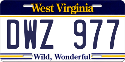WV license plate DWZ977