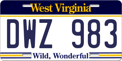 WV license plate DWZ983