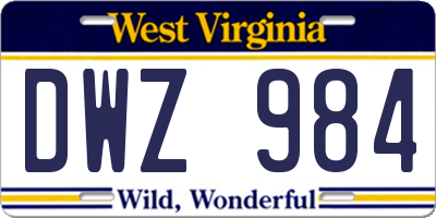 WV license plate DWZ984