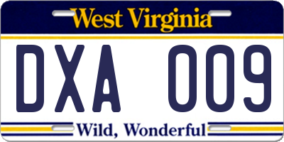 WV license plate DXA009