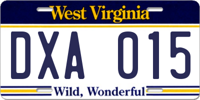 WV license plate DXA015