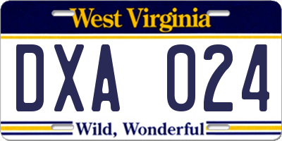 WV license plate DXA024