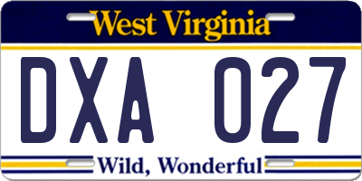 WV license plate DXA027