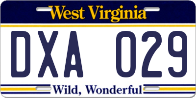 WV license plate DXA029