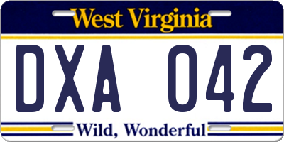 WV license plate DXA042