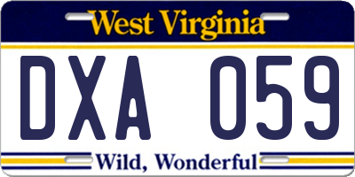 WV license plate DXA059