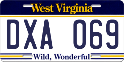 WV license plate DXA069