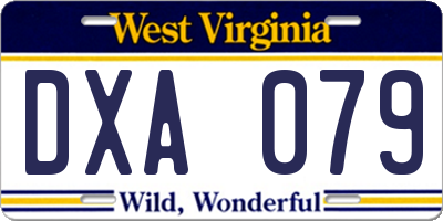 WV license plate DXA079