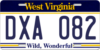 WV license plate DXA082