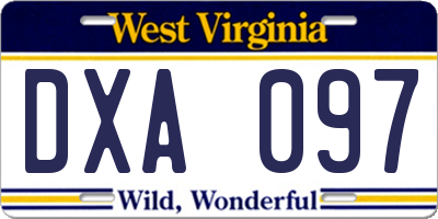 WV license plate DXA097
