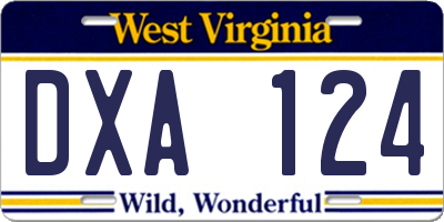 WV license plate DXA124