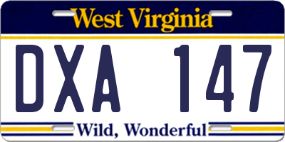 WV license plate DXA147