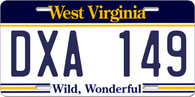 WV license plate DXA149