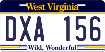 WV license plate DXA156