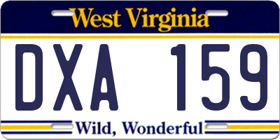 WV license plate DXA159