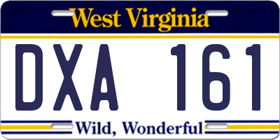 WV license plate DXA161