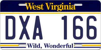 WV license plate DXA166