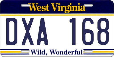 WV license plate DXA168