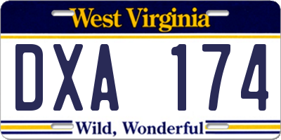 WV license plate DXA174