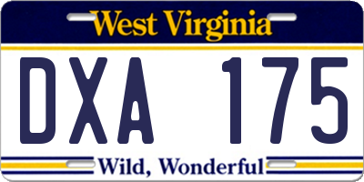 WV license plate DXA175