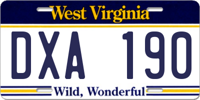 WV license plate DXA190