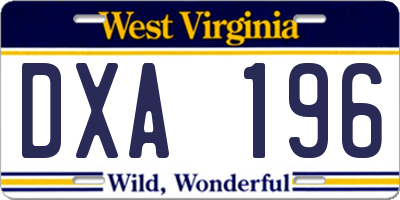 WV license plate DXA196