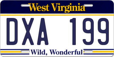 WV license plate DXA199