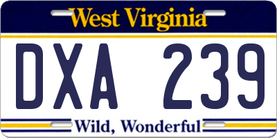 WV license plate DXA239